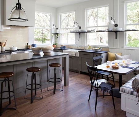 The clients love this floor and cabinet color!