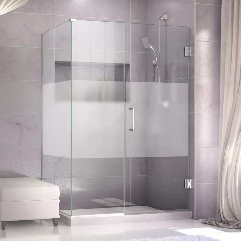 Unidoor+Plus+38.522+x+7222+Hinged+Frameless+Shower+Door+with+Clear+Max+Technology